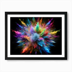 Abstract Colorful Explosion Of Powder On Black Background Art Print