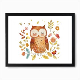 Little Floral Owl 3 Art Print