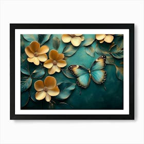 Butterfly And Flowers Art Print