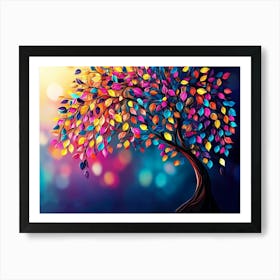 Colorful Tree With Leaves On Hanging Branches 18 Art Print