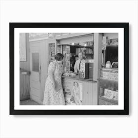Tobacco Stand Keeper Talking With Woman, Streetcar Terminal, Oklahoma City, Oklahoma By Russell Lee Art Print