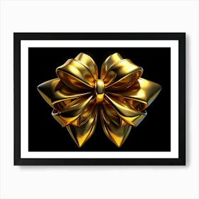 Golden Bow Isolated On Black Background 1 Art Print