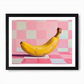 Banana Still Life Pink Checkerboard 2 Art Print