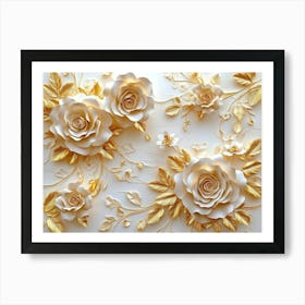 Gold Roses 1 Art Print