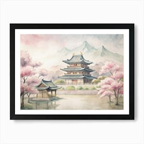 Asian Watercolor Painting Art Print