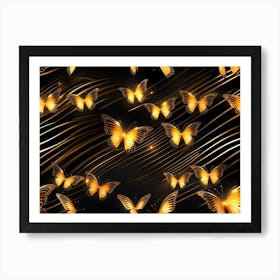 Golden Butterflies 24 Art Print