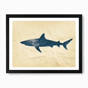 Blue Shark Grey Silhouette 2 Art Print