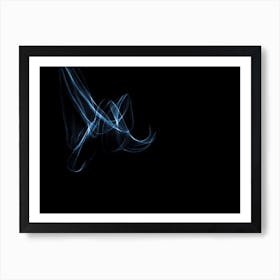 Glowing Abstract Curved Light Blue And White Lines 3 Art Print