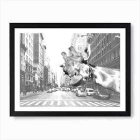 Black and White Giraffe New York City Art Print