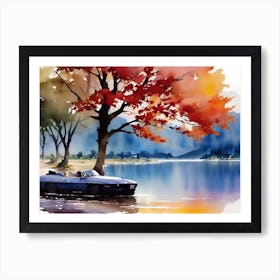 Car By The Lake Art Print