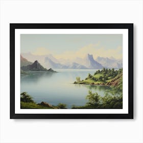 Summer Coastal Lake Vintage Art Print