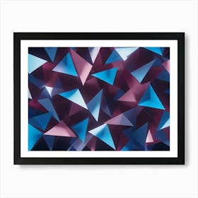 Abstract Background With A Cluster Of Triangles In Shades Of Blue, Pink, And Purple, Creating A Sense Of Depth And A Modern, Geometric Design Art Print