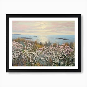 Antique Ocean Flower Painting Art Print