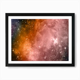 Pink Orange Galaxy Space Background Art Print