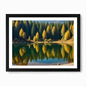 Autumn Trees Reflected In A Lake Art Print