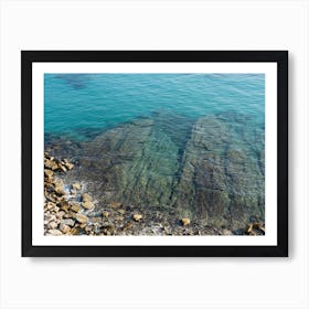 Blue sea water on the rocky Mediterranean coast Art Print
