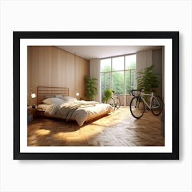 Bedroom With Bicycles 1 Art Print