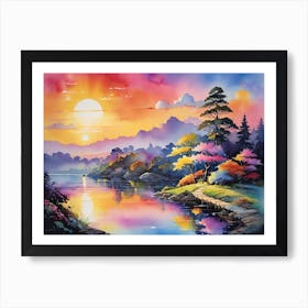 Sunset By The Lake 48 Art Print