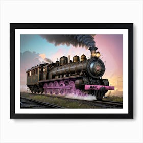 A Steampunk Steamtrain Art Print