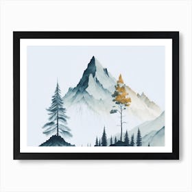 Mountain And Forest In Minimalist Watercolor Horizontal Composition 280 Art Print