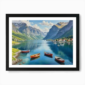 Boats on the Mirror of the Sky" Fjords Of Norway Poster