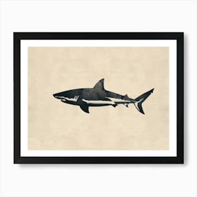 Great White Shark  Grey Silhouette 4 Art Print