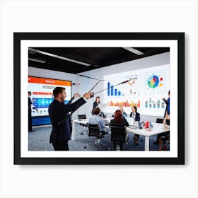 Archery Themed Office Scene Multiple Professionals In Sharp Business Attire Aiming Compound Bows To (6) Art Print