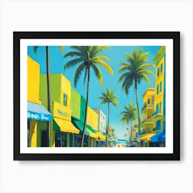 Yellow Avenue With Palm Trees 2 Art Print