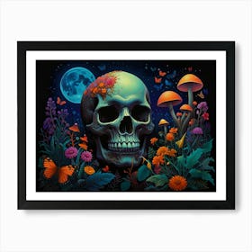 Skull In The Moonlight Art Print