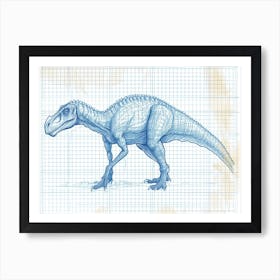 Parasaurolophus Dinosaur Skeleton Blueprint 2 Art Print