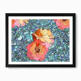 Stained Glass Roses Art Print