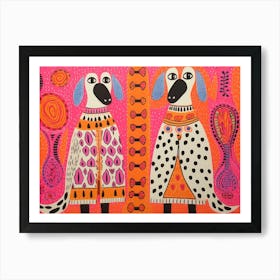 Dalmatian Dogs 2 Folk Style Animal Illustration Art Print