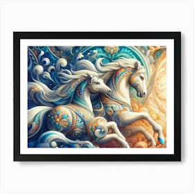 Two Horses In The Sun Art Print