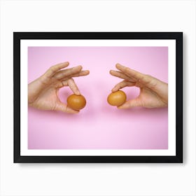 Two Hands Holding Two Eggs 1 Art Print