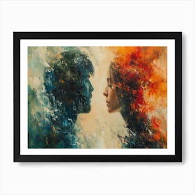 Digital Fusion: Human and Virtual Realms - A Neo-Surrealist Collection. Love Art Print