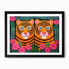 Bengal Tiger 3 Folk Style Animal Illustration Art Print