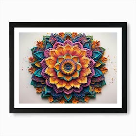 3d Detailed Mandala With Vibrant Colors 2 Art Print