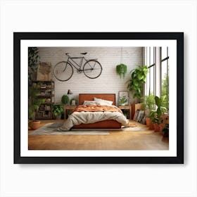 Bedroom With A Bicycle 2 Art Print
