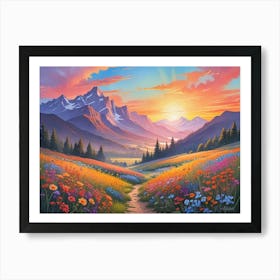 Sunset In The Mountains 4 Art Print