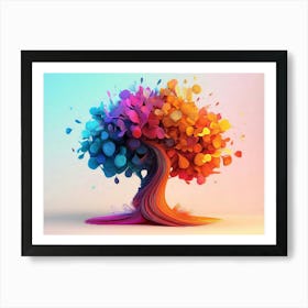 3d Abstraction Artwork, Color Tree on Bright Background 1 Art Print