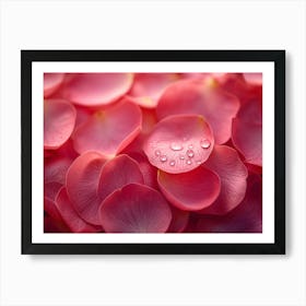 Pink Rose Petals With Water Droplets Art Print