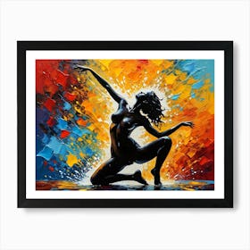 Silhouette of naked woman with abstract background - Acrylic oil painting #8 Art Print