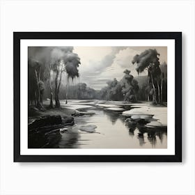 Modern Black And White Landscape Painting Art Print