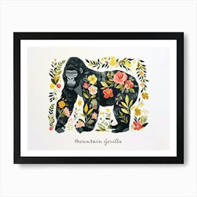 Little Floral Mountain Gorilla 1 Poster Art Print