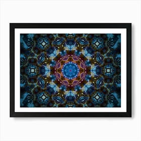 Blue Fractal Mandala 2 Art Print