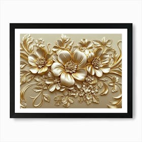 Gold Flowers 49 Art Print