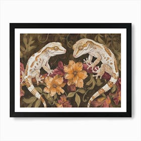 Floral Animal Illustration Gecko 2 Art Print