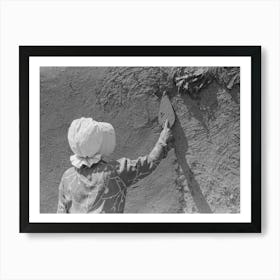 Spanish American Woman Plastering Adobe House, Chamisal, New Mexico By Russell Lee Art Print