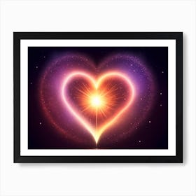 A Colorful Glowing Heart On A Dark Background Horizontal Composition 88 Art Print