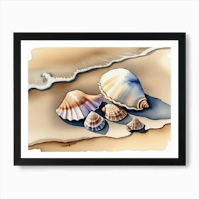 Seashells on the beach, watercolor painting 14 Art Print